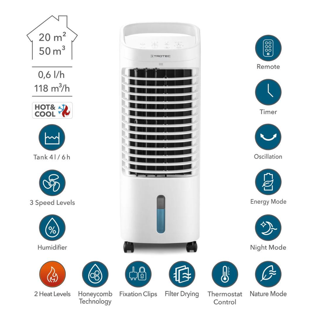 4-in-1 Šildytuvas, Vėsintuvas, Drėkintuvas ir Ventiliatorius Trotec PAE 19 H
