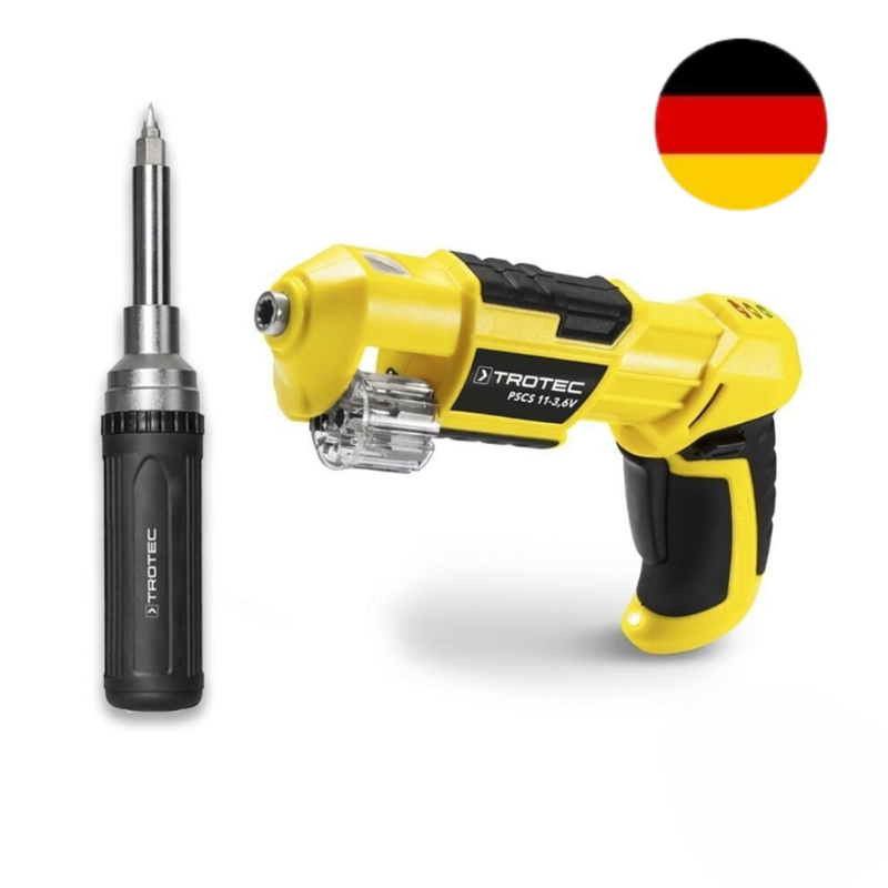 Akumuliatorinis suktuvas-gręžtuvas Trotec PSCS 11-3.6V ir antgalių rinkinys su atsuktuvu Trotec 9in1