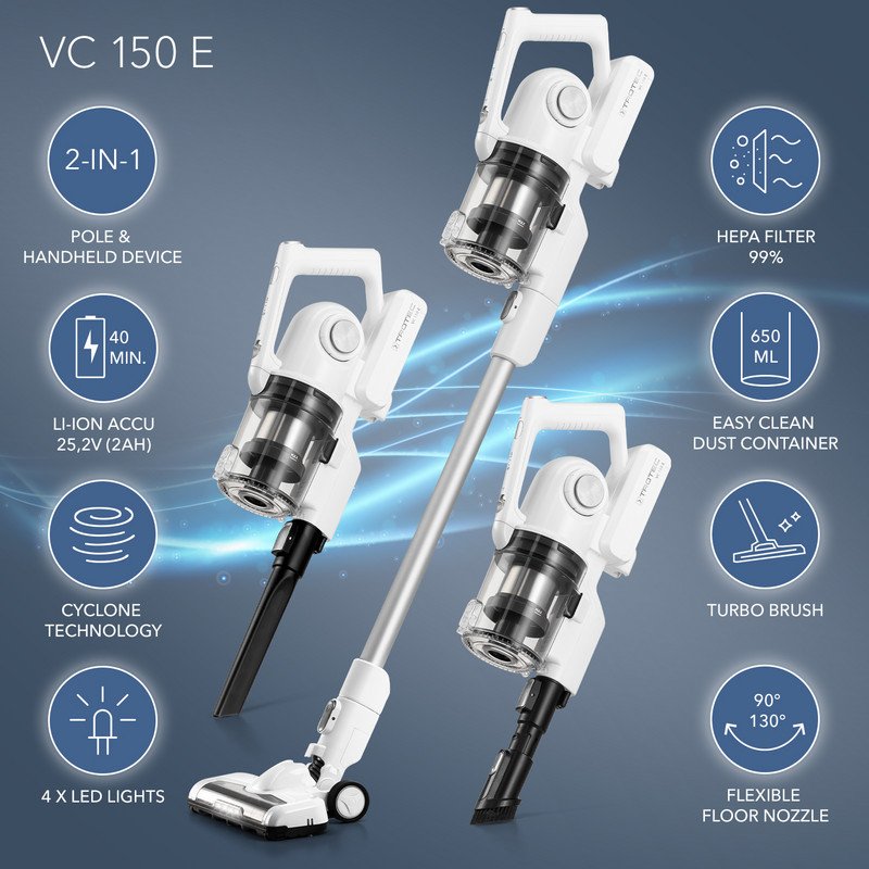 Belaidis dulkių siurblys-šluota Trotec VC E VC E juodas