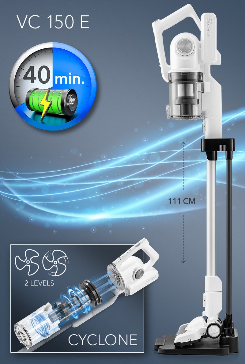 Belaidis dulkių siurblys-šluota Trotec VC E VC E baltas