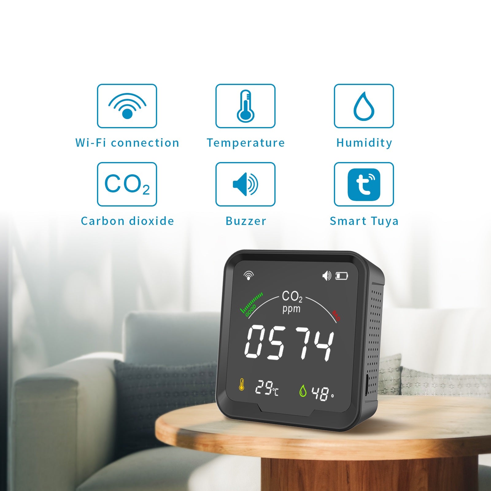 Išmanioji oro kokybės stotelė WS2022 NEW WiFi Tuya CO2