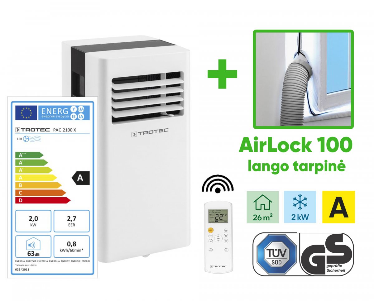 Mobilus oro kondicionierius Trotec PAC 2100 X ir lango tarpinė Trotec Airlock
