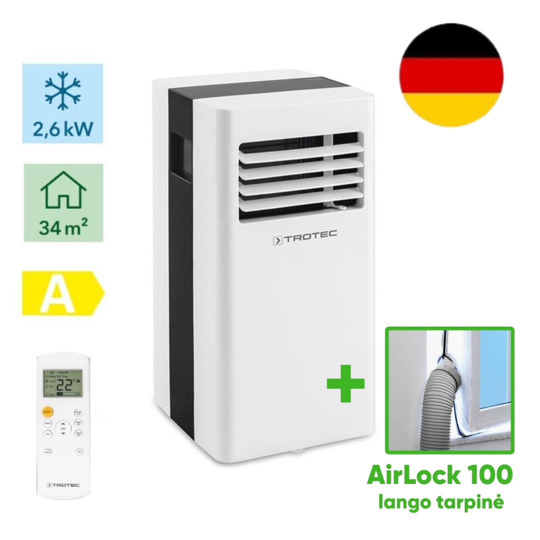 Mobilus oro kondicionierius Trotec PAC 2600 X ir lango tarpinė Trotec AirLock 100