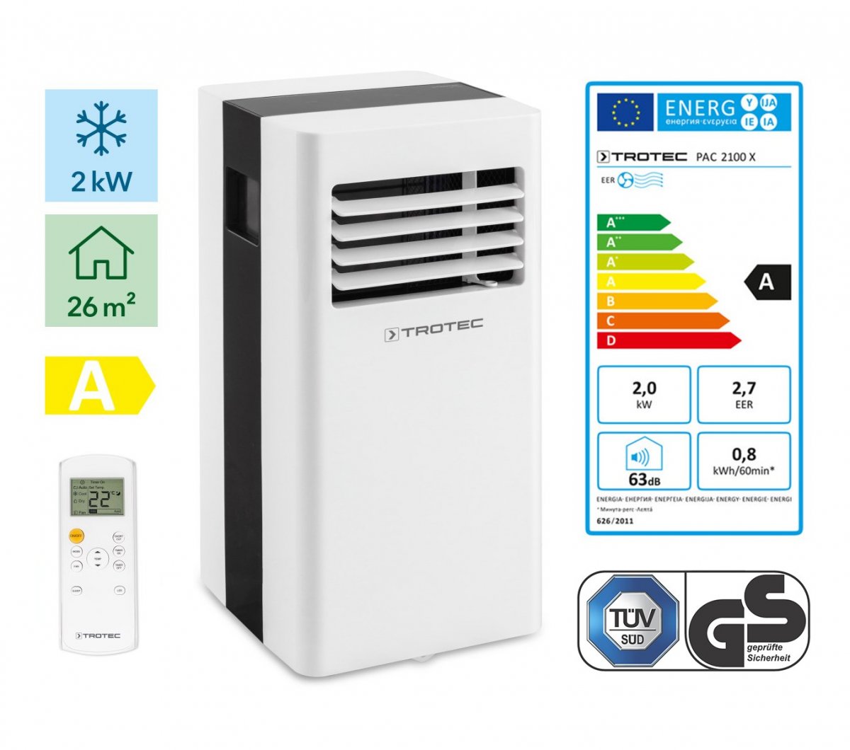 Mobilus oro kondicionierius Trotec PAC 2600 X ir lango tarpinė Trotec AirLock 100