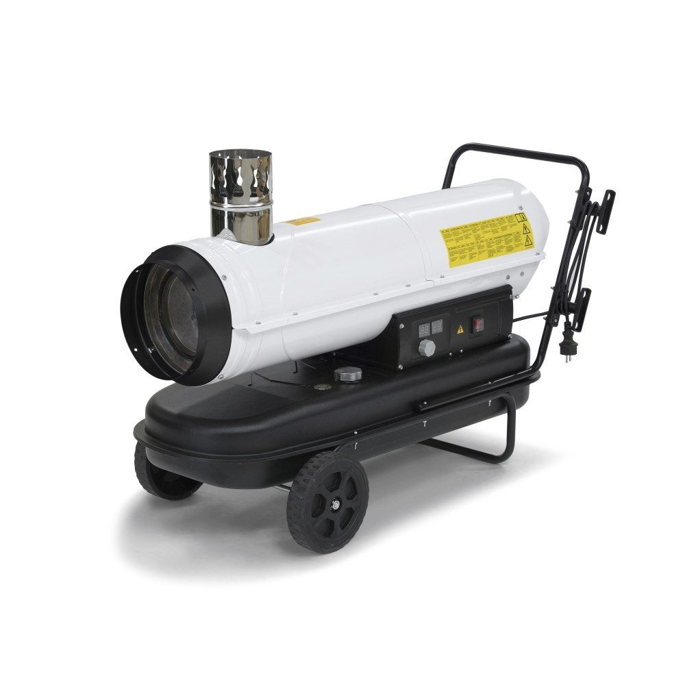 Netiesioginio degimo dyzelinis šildytuvas Trotec IDE su dideliu oro išleidimo anga ir dūmtraukio sistema