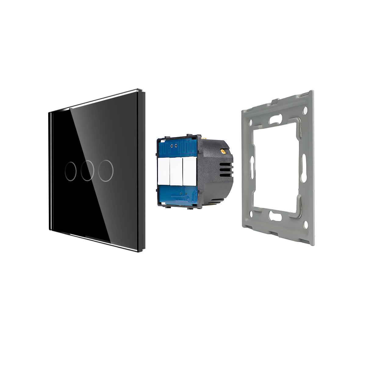 WiFi juodas stiklinis sensorinis tripolis jungiklis 600 W